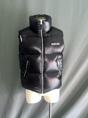 Mackage Black Shiny Quilted Puffer Vest